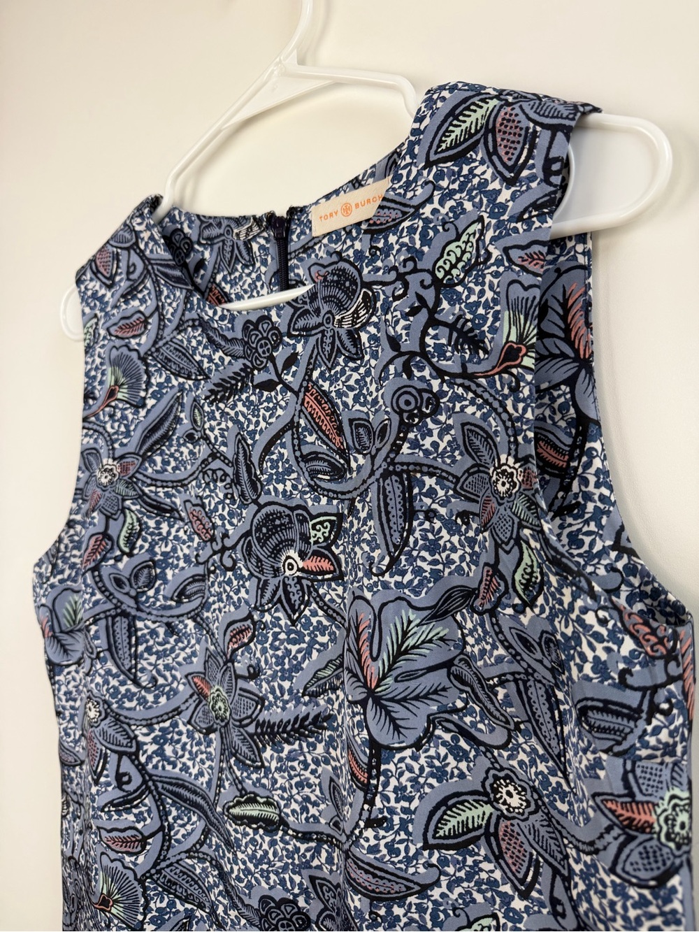 Tory Burch Navy Floral Sleeveless Shift Dress - Picture 6 of 10